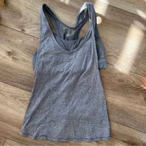 Lululemon Glide & Stride Tank Top Womens Size 6 Gray Built-In Bra